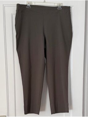 Dalia Women’s Taupe/ Brown Pull-On Pants Size 16W Stretch Career Ankle Comfort